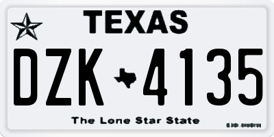 TX license plate DZK4135