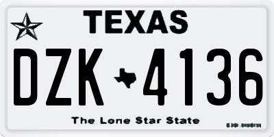 TX license plate DZK4136