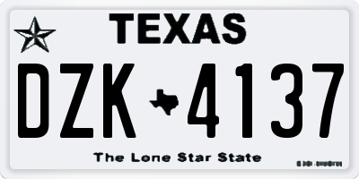 TX license plate DZK4137