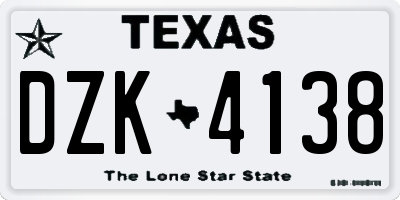 TX license plate DZK4138