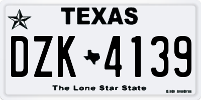 TX license plate DZK4139