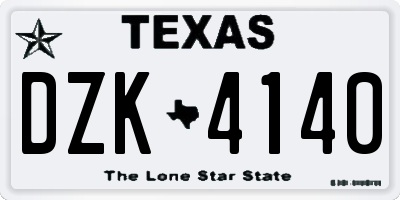 TX license plate DZK4140