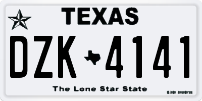 TX license plate DZK4141