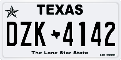 TX license plate DZK4142