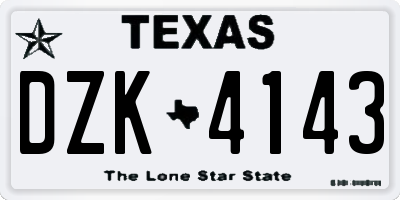 TX license plate DZK4143