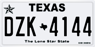 TX license plate DZK4144