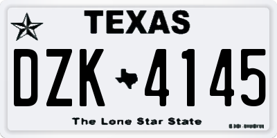 TX license plate DZK4145