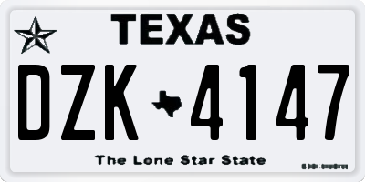 TX license plate DZK4147