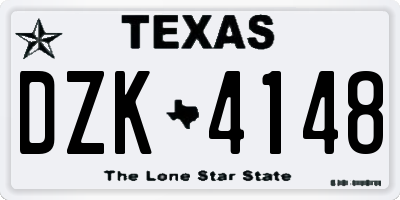 TX license plate DZK4148
