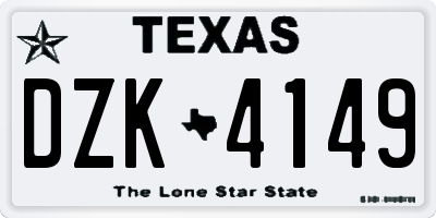 TX license plate DZK4149