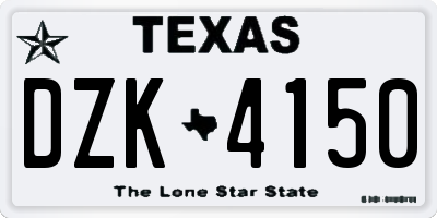 TX license plate DZK4150