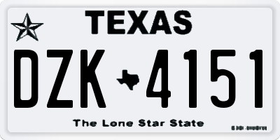 TX license plate DZK4151