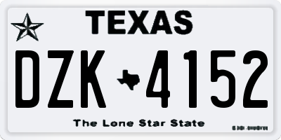 TX license plate DZK4152