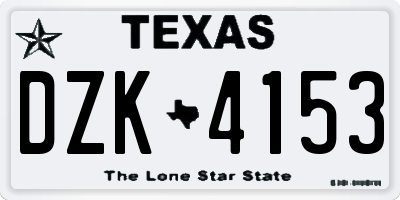 TX license plate DZK4153