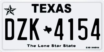 TX license plate DZK4154