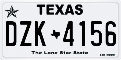 TX license plate DZK4156