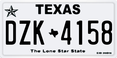 TX license plate DZK4158