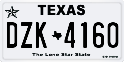 TX license plate DZK4160