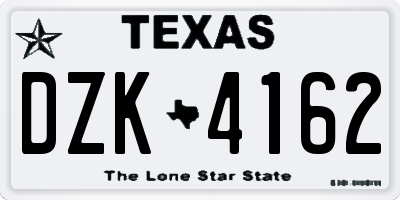 TX license plate DZK4162