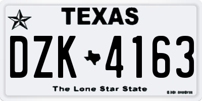 TX license plate DZK4163