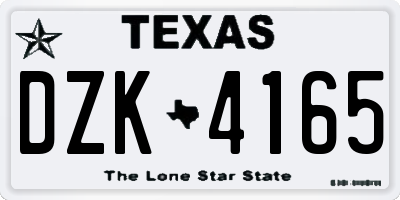 TX license plate DZK4165