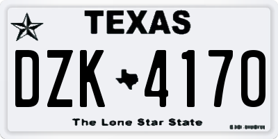 TX license plate DZK4170
