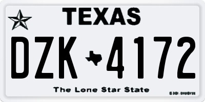 TX license plate DZK4172