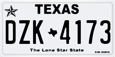 TX license plate DZK4173