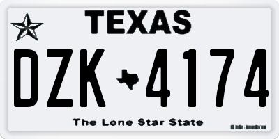 TX license plate DZK4174