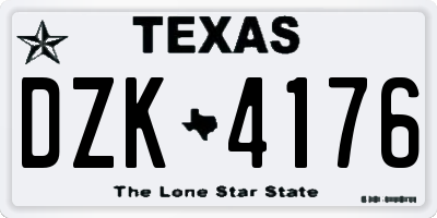 TX license plate DZK4176