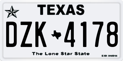 TX license plate DZK4178