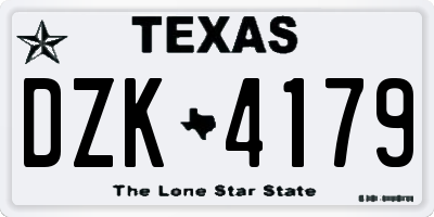 TX license plate DZK4179