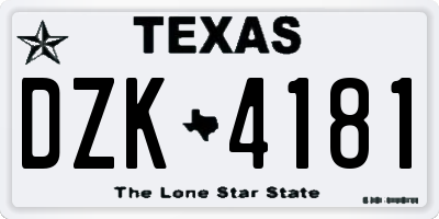 TX license plate DZK4181