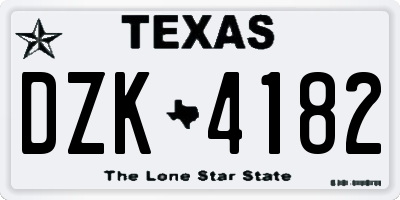 TX license plate DZK4182