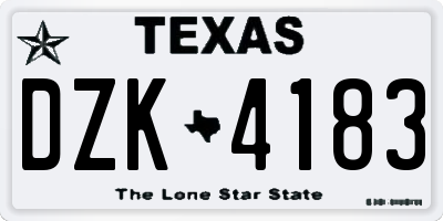 TX license plate DZK4183