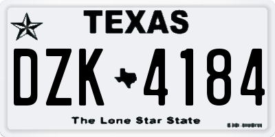 TX license plate DZK4184