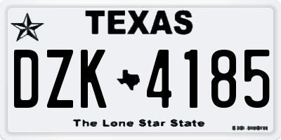 TX license plate DZK4185