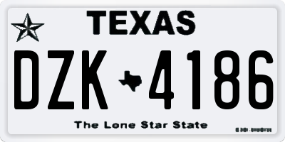 TX license plate DZK4186