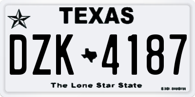 TX license plate DZK4187