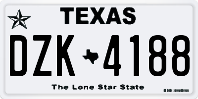 TX license plate DZK4188