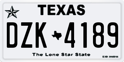 TX license plate DZK4189