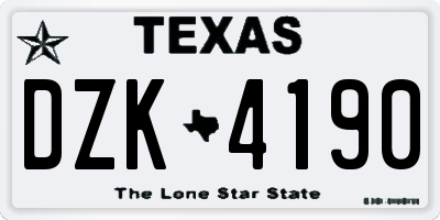 TX license plate DZK4190