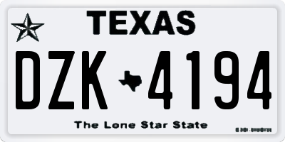 TX license plate DZK4194