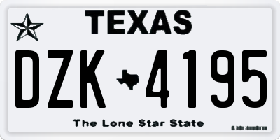 TX license plate DZK4195