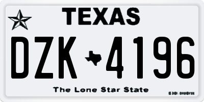 TX license plate DZK4196