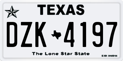 TX license plate DZK4197