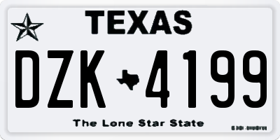 TX license plate DZK4199