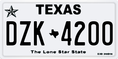 TX license plate DZK4200