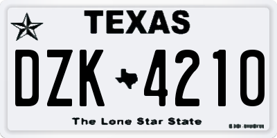 TX license plate DZK4210