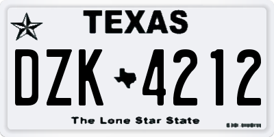TX license plate DZK4212